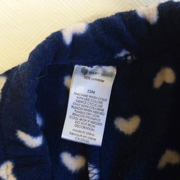baby mode heart print navy fleece pants 12 months baby girl - Picture 3 of 4